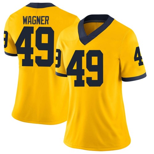 William Wagner Michigan Wolverines Women's NCAA #49 Maize Limited Brand Jordan College Stitched Football Jersey XPB6254BX